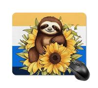 Tapis de souris carré de dessin animé paresseux assis sur un tournesol, tapis de souris portable avec base en caoutchouc antidérapant, 25 x 30 cm, tapis de souris de jeu ultra fin pour ordinateur