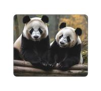Tapis de souris carré deux grands pandas avec base en caoutchouc antidérapant, 25,4 x 30,5 cm, tapis de souris personnalisé pour souris sans fil, ordinateur portable, accessoires de bureau, tapis de