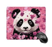 Tapis de souris carré en coton avec base en caoutchouc antidérapant - Motif panda rose - 18 x 22 cm - Ultra-fin - Pour ordinateur portable et bureau - Accessoires de bureau