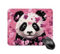 Tapis de souris carré en coton avec base en caoutchouc antidérapant - Motif panda rose - 20 x 25 cm - Ultra-fin - Pour ordinateur portable et bureau
