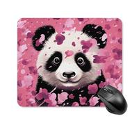 Tapis de souris carré en coton avec base en caoutchouc antidérapant - Motif panda rose - 25 x 30 cm - Ultra-fin - Pour ordinateur portable et bureau