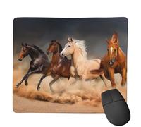 Tapis de souris carré en train de courir, troupeau de chevaux dans le désert, tempête de sable, base en caoutchouc antidérapant, bords cousus durables, tapis de souris d'ordinateur pour jeu, maison,