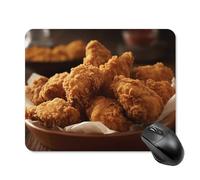 Tapis de souris carré Gaming A Plate of Fried Chicken Mouse Pad Waterproof Mouse Mat Antidérapant Rubber Base Portable Travel Mouse Pad for Office Home Wireless Computer Laptop Desk Accessories