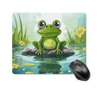 Tapis de souris carré grenouille dans un étang avec base en caoutchouc antidérapant 18 x 22 cm, tapis de souris de jeu ultra fin pour ordinateur portable, accessoires de bureau