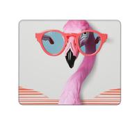 Tapis de souris carré Hello Glasses Flamingo avec base en caoutchouc antidérapant 25,4 x 30,5 cm Tapis de souris personnalisé pour souris sans fil, ordinateur portable, accessoires de bureau, tapis de
