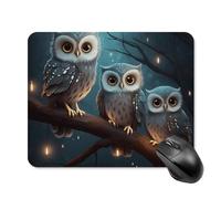 Tapis de souris carré Hibou sur un arbre - Tapis de souris portable avec base en caoutchouc antidérapant - 20 x 25 cm - Ultra fin - Pour ordinateur portable et bureau - Accessoires de bureau