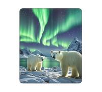 Tapis de souris carré imperméable avec base en caoutchouc antidérapant, ours polaires, aurores boréales, tapis de souris d'ordinateur pour ordinateur portable, tapis de bureau lavable pour bureau