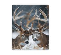 Tapis de souris carré imprimé cerf dans une belle neige, base en caoutchouc, décoration de la maison, tapis de souris pour ordinateur de bureau, accessoires de bureau