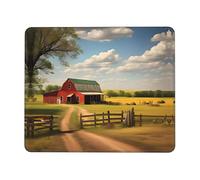 Tapis de souris carré imprimé Ranch View 17,8 x 21,8 cm - Base en caoutchouc antidérapant pour ordinateur, ordinateur portable, accessoires de bureau