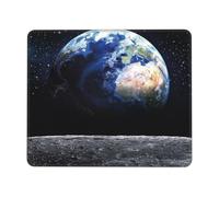 Tapis de souris carré imprimé Terre de lune Grand tapis de souris antidérapant pour ordinateur portable de bureau 17,8 x 21,8 cm