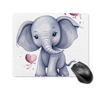 Tapis de souris carré mignon éléphant portable avec base en caoutchouc antidérapant 18 x 22 cm Tapis de souris de jeu ultra fin pour ordinateur portable Accessoires de bureau