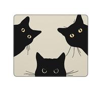 Tapis de souris carré mignon pour souris sans fil pour petit ordinateur de bureau et ordinateur portable avec base en caoutchouc antidérapant, 20 x 24 cm, trois chats