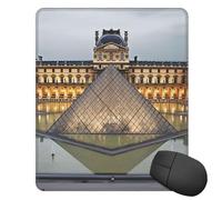 Tapis de souris carré Musée du Louvre à Paris avec base en caoutchouc 25,4 x 30,5 cm, tapis de souris d'ordinateur pour souris sans fil, tapis de souris antidérapant pour ordinateur portable, bureau