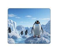 Tapis de souris carré pingouin Antarctique Ice avec base en caoutchouc antidérapant 25,4 x 30,5 cm Tapis de souris personnalisé pour souris sans fil, ordinateur portable, accessoires de bureau, tapis