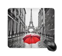 Tapis de souris carré pour ordinateur portable Motif Tour Eiffel Paris Rouge 25 x 30 cm