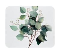 Tapis de souris carré, un bouquet d'eucalyptus lavable avec base en caoutchouc antidérapant, tapis de souris d'ordinateur pour souris sans fil, glisse facile