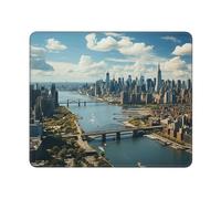 Tapis de souris carré Vue sur New York Manhattan avec base en caoutchouc antidérapant 25,4 x 30,5 cm pour souris sans fil, ordinateur portable, accessoires de bureau, tapis de souris de jeu