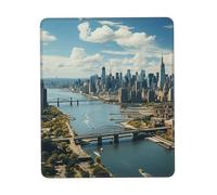 Tapis de souris carré Vue sur New York Manhattan avec base en caoutchouc antidérapant, tapis de souris personnalisé pour souris sans fil, ordinateur portable, accessoires de bureau, tapis de souris de