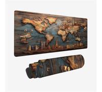 Tapis de Souris Carte du Monde Désign, Rétro Tapis de Souris XXL 600x300x3mm, Mousepad avec Base en Caoutchouc Antidérapante et Étanche Bords Cousus Désign pour Deco Bureau, Cadeau Femme,Model668