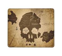 Tapis De Souris Carte Vintage De Skull Island Au Trésor des Pirates Mousepad De Bureau Anti-Dérapant Gamer Mouse Pad Durable Accessoires De Jeu Mac Et Pc pour Travail Gaming Clavier 25X30Cm