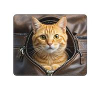Tapis De Souris Cat Peeks Out of Zippered Leather Pocket sous-Main Imperméable Mousepad Résistant Aux Eclaboussures Mouse Pad pour Travail Ordinateur Bureau L