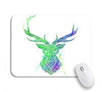 Tapis De Souris Cerf Blanc Aquarelle, Beaux Tatouages, Livre De Coloriage pour Adultes, Animaux Tapis De Souris Antidérapant avec Bord Cousu Bureau Tapis Souris, pour Ordinateur, 25 x 30cm