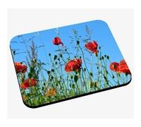 Tapis de souris Champs avec des coquelicots en fleur champêtre vert et Vert G