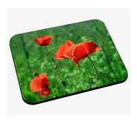 Tapis de souris Champs avec des coquelicots en fleur champêtre vert et Vert G