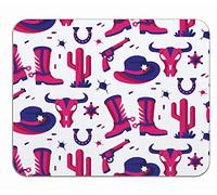 Tapis De Souris Chapeau Rose Vif Wild West Western Stuff Selle Cactus Crâne De Vache Tapis De Souris Antidérapant Résistant À Usure Bureau Tapis Souris, pour Maison, Jeux, 25x30cm