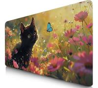 Tapis de Souris Chat 1200x600x3mm sous Main Bureau avec Base Anti-Dérapage Papillon Tapis de Souris Gamer Imperméable, Mouse Pad avec Coutures sur Les Bords, Antidérapant Accessoire Bureau F0-241