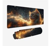 Tapis de Souris Chat 600x300x3mm Grand Tapis Souris, Ciel Étoilé Tapis de Souris Gamer, à Bords Cousus, Base en Caoutchouc Antidérapante, sous Main pour Clavier et Souris, for Gamer Gaming Accessoire