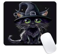 Tapis De Souris Chat avec Un Chapeau De Sorcière pour Halloween Résistant À Usure avec Bord Cousu Bureau Tapis Souris, pour Maison, Jeux, Ordinateur Portable, 25x30cm