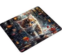 Tapis de Souris Chat Feuilles d'érable, Tapis de Souris Gaming avec Bords Cousus, Base en Caoutchouc Antidérapante, Mousepad pour Ordinateur Portable, Bureau et Maison, Mousepad 260x210x3mm S0-633
