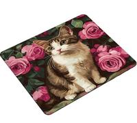 Tapis de Souris chat fleur, Tapis de Souris Gaming, avec Base en Caoutchouc Imperméable et Antidérapante, Améliore Précision et Vitesse, Mousepad pour Joueur Bureau Maison, Mousepad 240x200x3mm S0-639