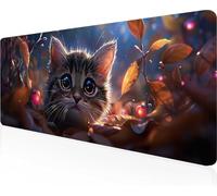 Tapis de Souris Chat, Jaune Tapis Souris XXL 120 x 60 cm Mouse Pad Gaming Accessoire, Lavable, Caoutchouc Antidérapante, Haute Précision et Vitesse, Surface Antidérapante, pour Gamer PjY2498 3-W