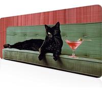 Tapis de Souris Chat, Noir Tapis Souris XXL 700x300x3mm Mouse Pad Gaming Accessoire, Lavable, Caoutchouc Antidérapante, Haute Précision et Vitesse, Surface Antidérapante, pour Gamer PjY9942 Q-D