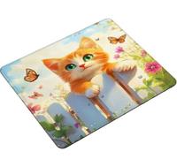 Tapis de Souris Chat Papillon, Tapis de Souris Gaming avec Bords Cousus, Base en Caoutchouc Antidérapante, Mousepad pour Ordinateur Portable, Bureau et Maison, Mousepad Imperméable 260x210x3mm S0-635