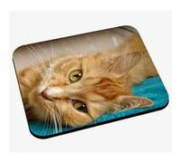 Tapis de souris Chat roux tigré se prélasse sur serviette bleu animaux Bleu G