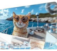 Tapis de Souris Chat Tapis de Souris Gaming XXL 600x300x3mm, Navires Mouse Pad Imperméable et Antidérapant Les Bords à Double Couture Assurent Durabilité, Tandis Tissu Microfibre Cadeaux Homme N1-705