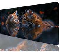 Tapis de Souris Chat Tapis de Souris Gaming xxl 700x300x3mm, Tigre Mouse Pad Imperméable et Antidérapant les Bords à Double Couture Assurent Durabilité,Tandis Microfibre Précision Cadeaux Homme N1-222