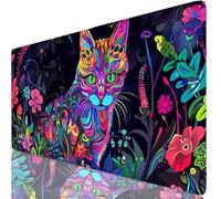 Tapis de Souris Chat Tapis de Souris XXL 700 x 400 mm, Mouse Pad Herbe avec Base Anti-Dérapage, Design Durable et Imperméable, Améliore la précision et la Vitesse, Accessoire Bureau pour Gamer K0-839