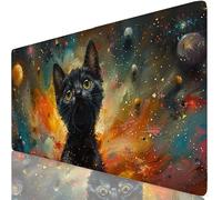 Tapis de Souris Chat Tapis de Souris XXL 800 x 400 mm, Mouse Pad Ciel Étoilé avec Base Anti-Dérapage, Design Durable et Imperméable, Améliore la précision et la Vitesse, Accessoire Bureau Gamer K0-844