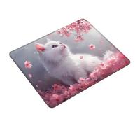 Tapis de Souris Chat Tapis Souris Gaming Rose Mouse Pad avec Bords Cousus et Base en Caoutchouc Antidérapant, Petit Portable Mousepad pour Gamer, PC, Ordinateur Portable, Bureau 24 x 20 cm S0-771