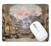 Tapis De Souris Château Mouse Pad Petit 25 x 21 cm, Montagne Tapis Souris Gamer, Base en Caoutchouc Imperméable et Antidérapante, Offrez-Vous Une Glisse Ultra-Douce et Un Suivi Optimal p1j-729