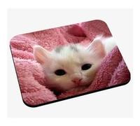 Tapis de souris Chaton blanc dans serviette rose mignon adorable animaux Rose G