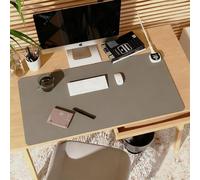 Tapis de souris chauffant avec écran LCD, 2026 tapis de bureau chauffant pour les mains en hiver avec 6 niveaux de température réglables, tapis de souris électrique à contrôle inte light grey 90*40cm