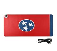 Tapis de souris chauffant en cuir avec drapeau de l'État du Tennesssee - Bleu et rouge - 80 x 33 cm - Antidérapant