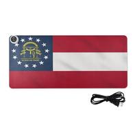 Tapis de souris chauffant en cuir avec drapeaux de l'État de Géorgie - 80 x 33 cm - Tapis de clavier antidérapant pour grand bureau, jeux et études