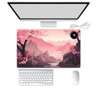 Tapis de souris chauffant pour les mains, tapis de bureau chaud avec 3 niveaux de chauffage et arrêt automatique, 60 x 36,1 cm, tapis de clavier chauffant en cuir synthétique pour jeu, ordinateur