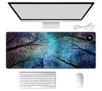 Tapis de souris chauffant pour les mains, tapis de bureau chaud avec 3 niveaux de chauffage et arrêt automatique, 80 x 33 cm, tapis de clavier chauffant en cuir synthétique pour jeu, ordinateur
